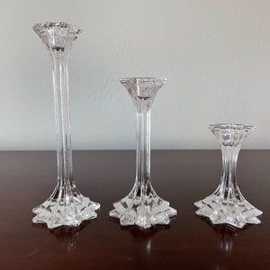 3 Vintage Riedel Elegant Crystal Candlesticks one each: 4”, 6”, 8” all signed
